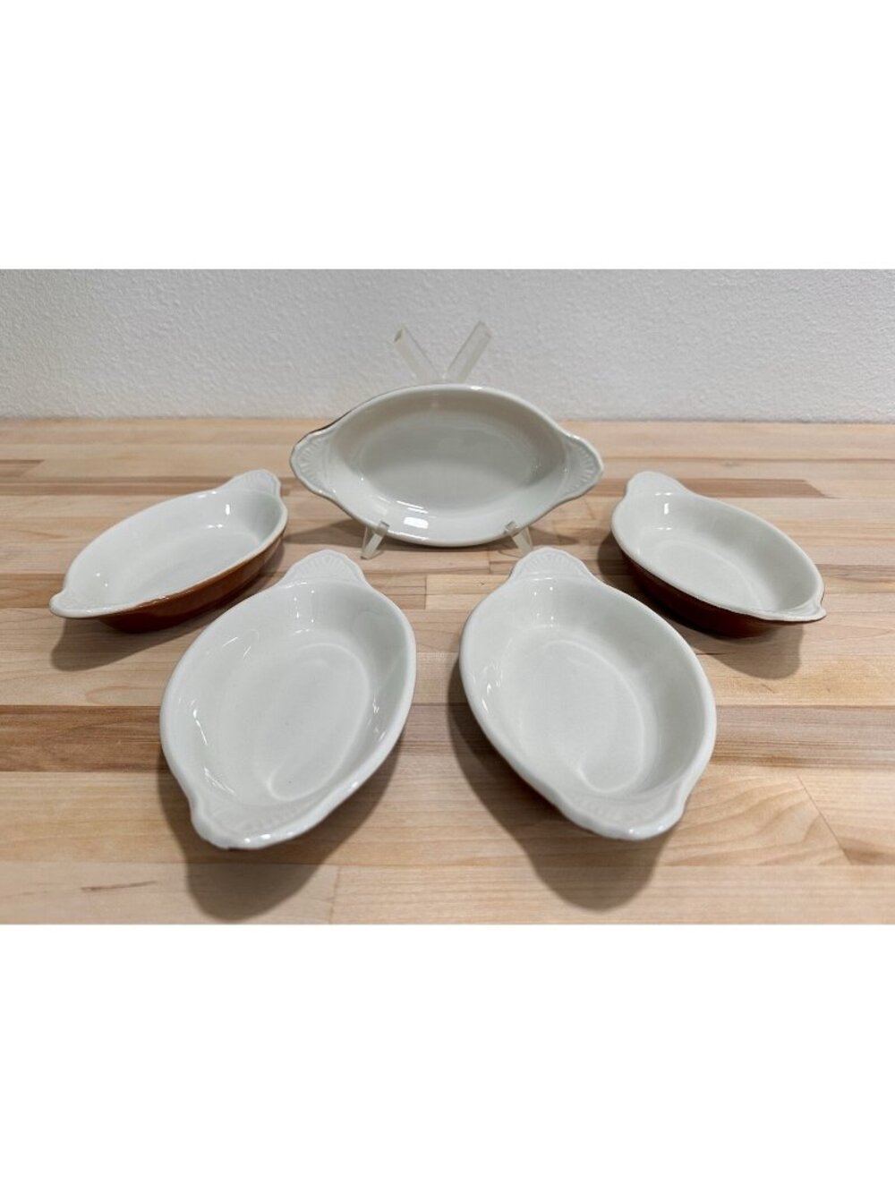 Set of 5 Vintage HALL #526 Brown Individual Au Gratin Casserole Dishes, USA Made